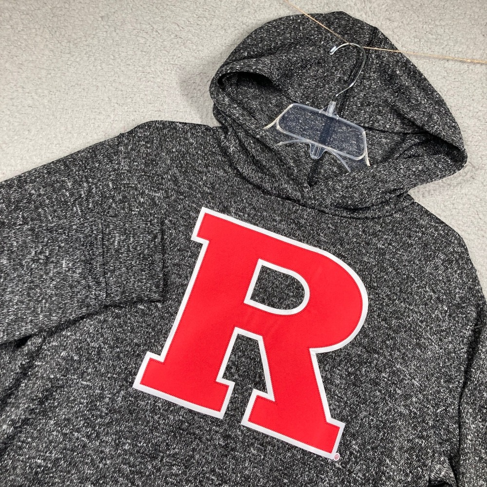 Rutgers University Hoodie Mens Medium Gray Space Dye Sweatshirt Scarlet‎ Knights